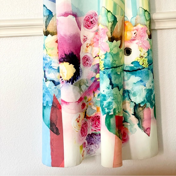 Clover Canyon Maxi Dress Florescent Rose Floral Abstract Neoprene Scuba Runway - Picture 10 of 16